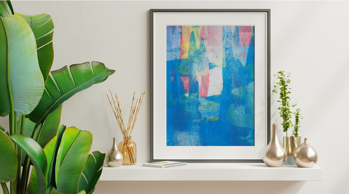 abstract blue landscape original painting