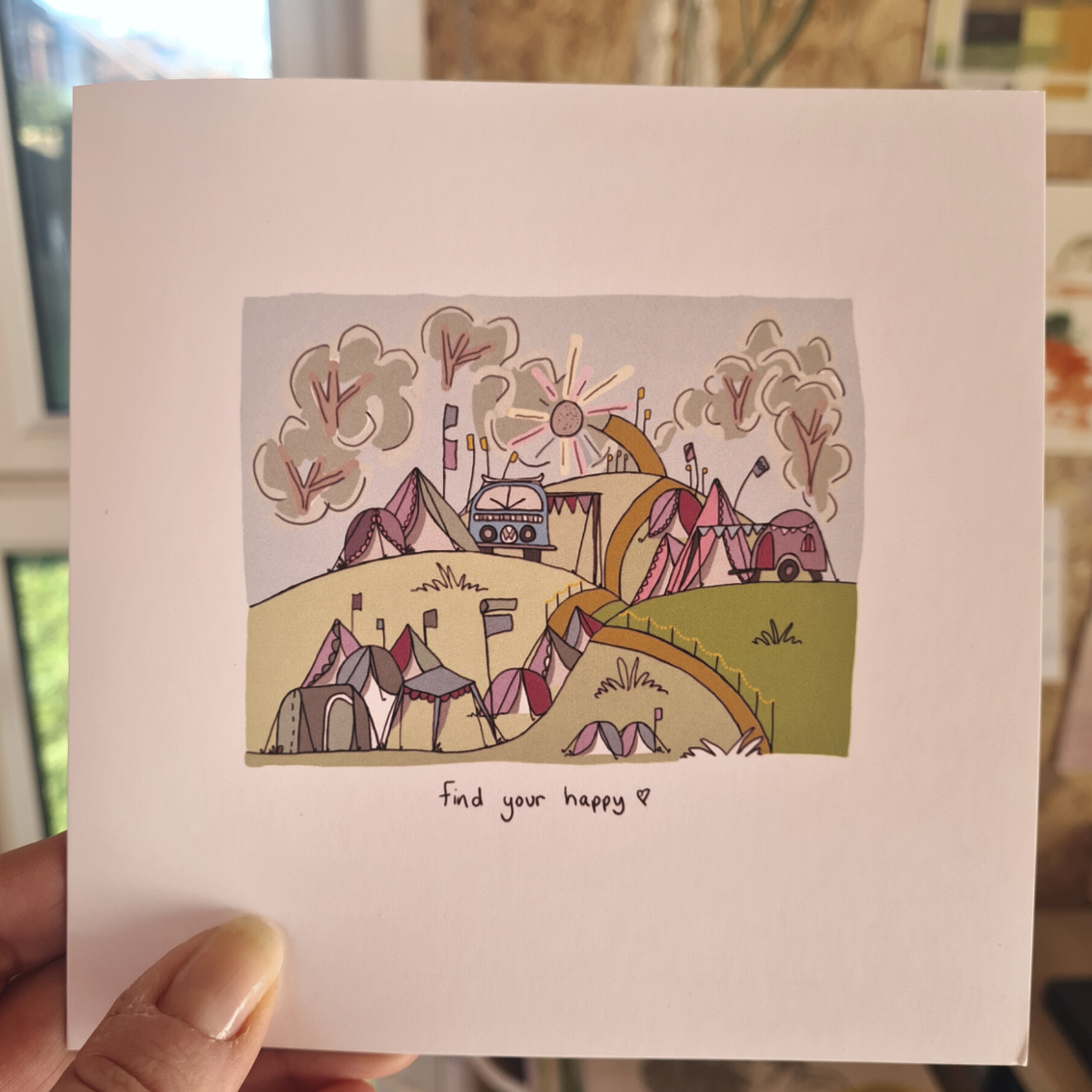 Find your happy - greeting card - original illustration 