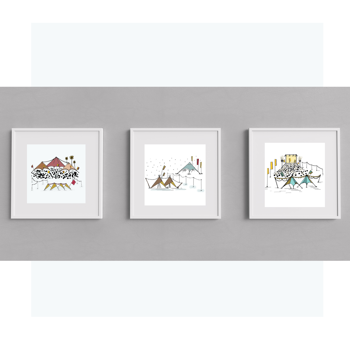 Festival inspired illustrations - set of three art prints