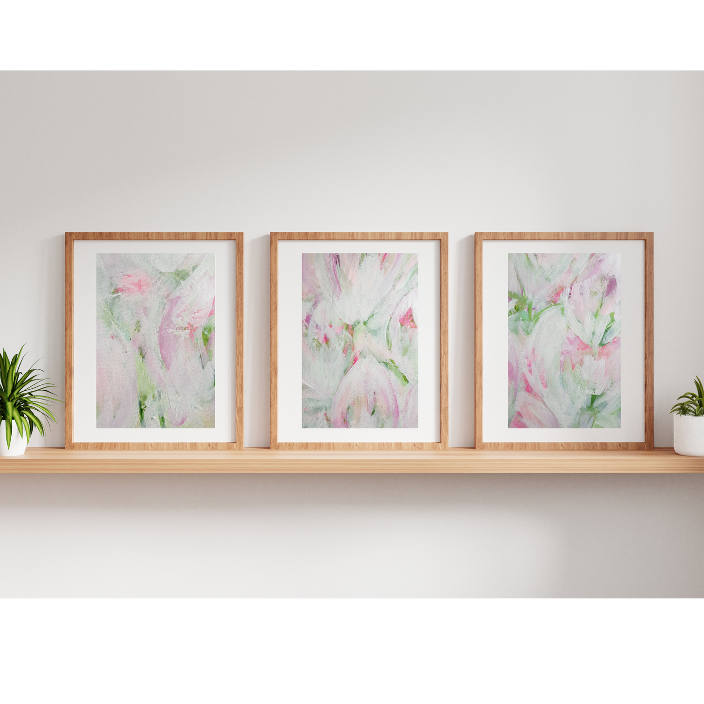 Floral Art Print 'Tulips'. Set of Three.