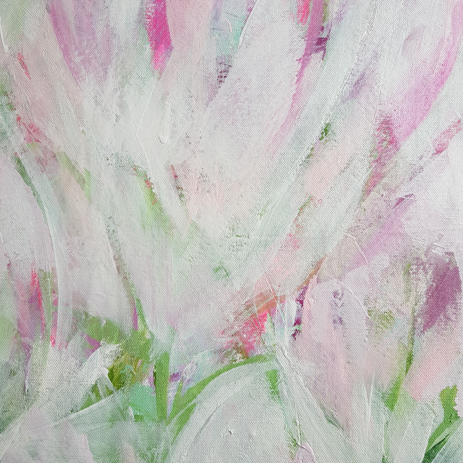 Tulips abstract floral art print a4 pastel pink