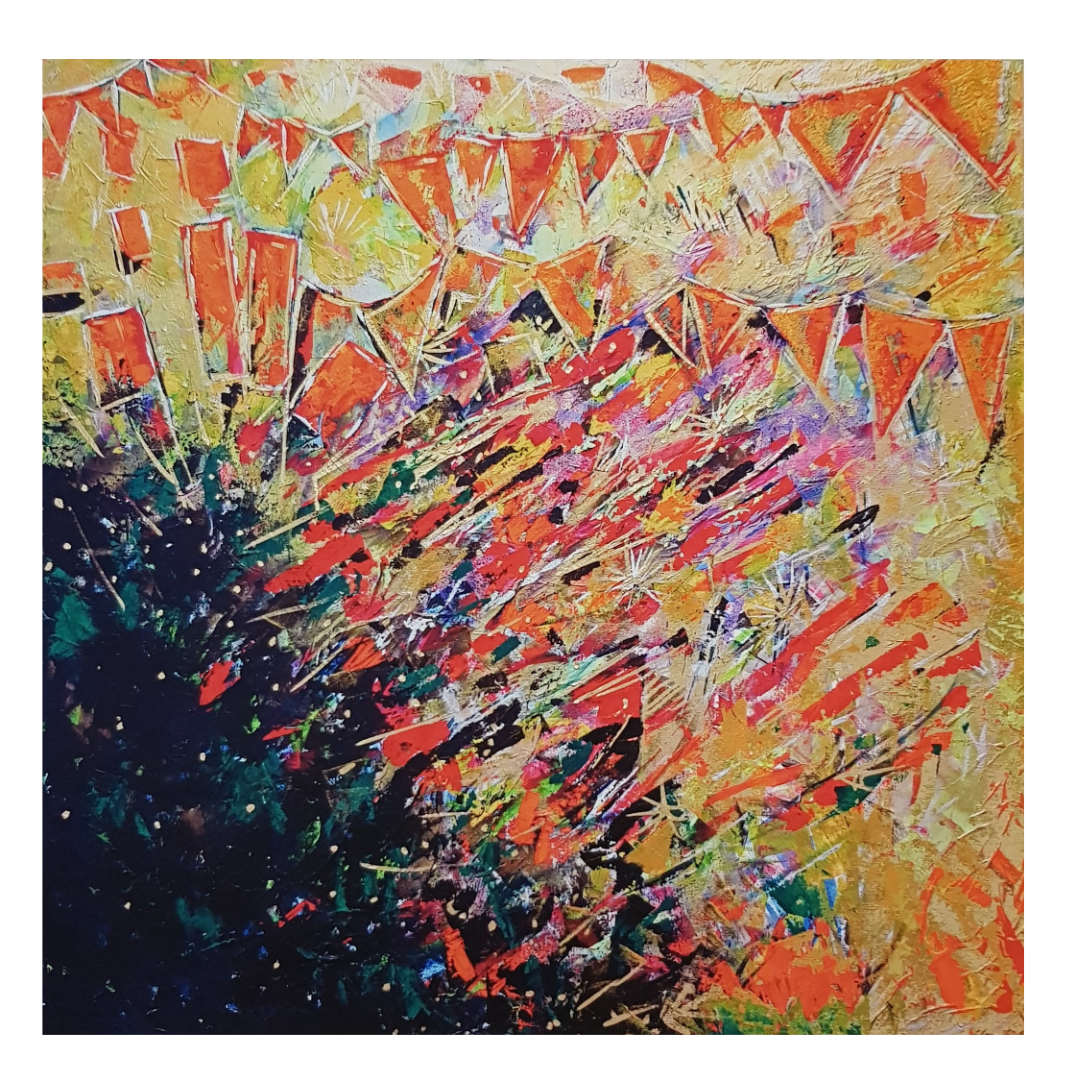 Happy Days - Original festival inspired abstract painting on canvas