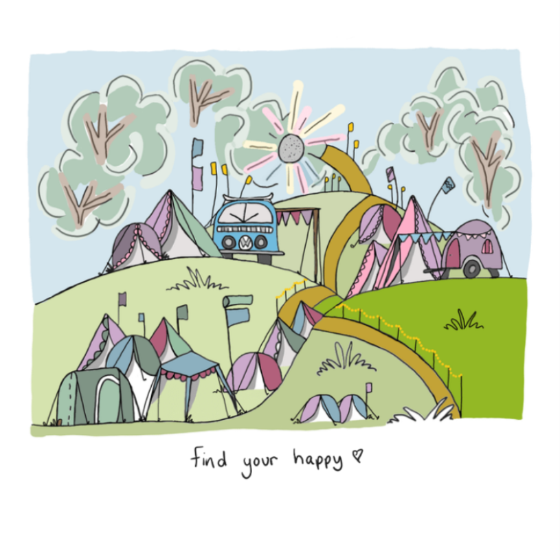 Find your happy - greeting card - original illustration 