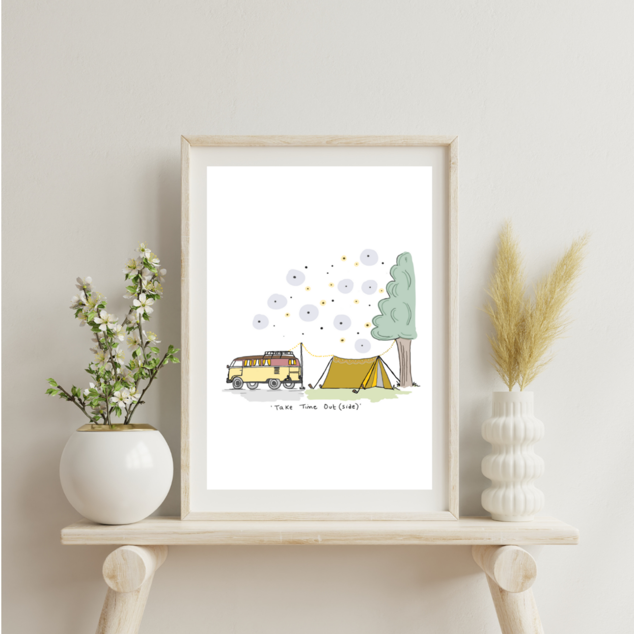 take time outside - camping illustration print