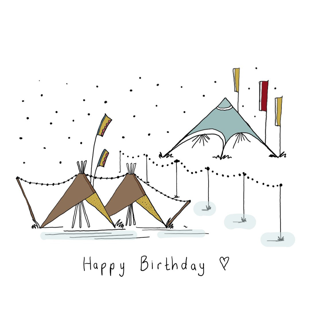 Happy Birthday - festival inspired greeting card 